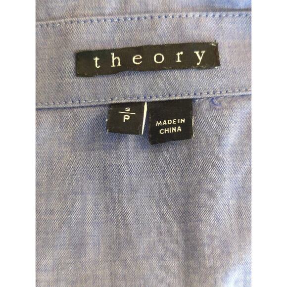 Theory Blue Chambray Cotton Long Sleeve Preppy Button-Up Shirt Women's Small - Picture 9 of 9